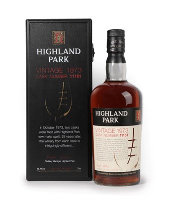 Lot 3164 - Highland Park 1973 Vintage Scotch Whisky, cask number 11151, bottle number 376/500, 45.4% vol 70cl