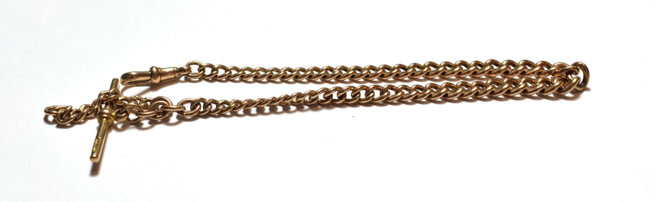 Lot 49 - A graduated curb link watch chain, each link stamped '9' and '375', length 31cm