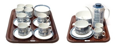 Lot 61 - A Rosenthal 'Palladio' coffee set, designed by Eduardo Paolozzi with blue and white geometric...