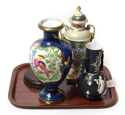 Lot 63 - An early 20th century Dresden urn and cover, together with a New Chelsea vase and a cameo...