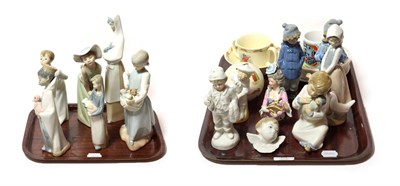 Lot 64 - A collection of Lladro and Nao figure groups (some a.f.), Thomas the Tank engine and Bunnykins,...