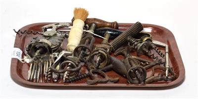 Lot 104 - A small collection of 19th century and later corkscrews including a bone handled example and a...