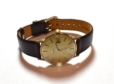 Lot 117 - A gents centre seconds calendar wristwatch, signed Tissot, model: Stylist, circa 1975