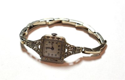 Lot 118 - A lady's diamond set cocktail watch, circa 1930, inside back cover stamped .75, with a later...