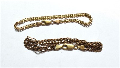 Lot 135 - A 9 carat gold fancy link bracelet, length 19cm; and a double curb link bracelet stamped '375',...