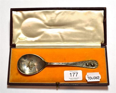 Lot 177 - A George VI silver christening spoon, by Tiffany and Co., with marks for London, 1938, the...