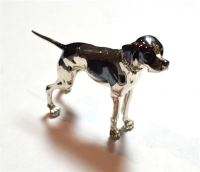 Lot 181 - A parcel-patinated silver model of an English Pointer, with English import marks for Mark...
