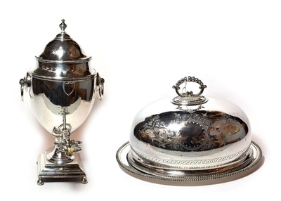 Lot 233 - A Victorian silver-plated dish cover and an associated silver meat-dish, the cover domed oval...