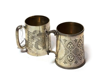 Lot 234 - Two Victorian silver christening mugs, one by John Kilpatrick, London 1876, the other by George...