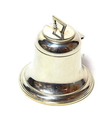 Lot 242 - A George V silver inkwell, Maker's Mark Rubbed, Birmingham, 1930, of bell-shape, the hinged...