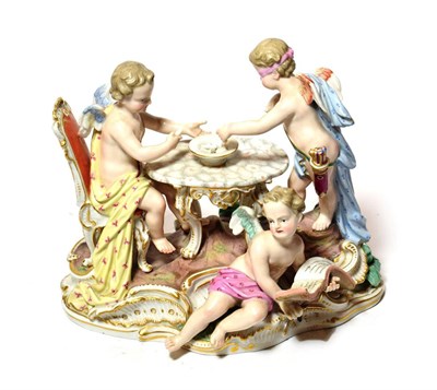 Lot 280 - A 19th century Meissen figural group of three cherubs (a.f.)