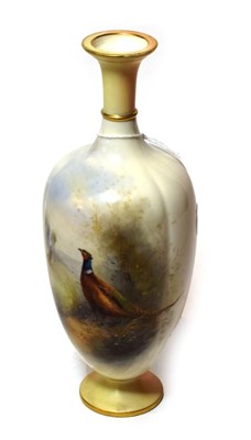 Lot 281 - A Royal Worcester China works vase by James Stinton, decorated with pheasants