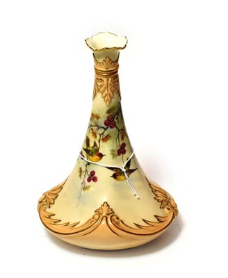 Lot 285 - A Locke & Co Worcester blush ivory vase decorated with birds