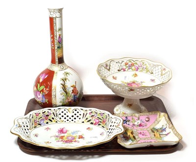 Lot 290 - Four pieces of German floral decorated porcelain (4)