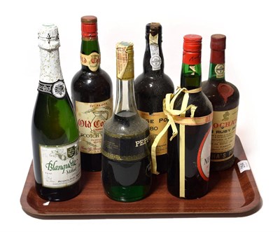 Lot 294 - Borges 1980 Vintage Port (one bottle), Rocha's 1964 Ruby Port (one bottle), Old Copper Scotch...