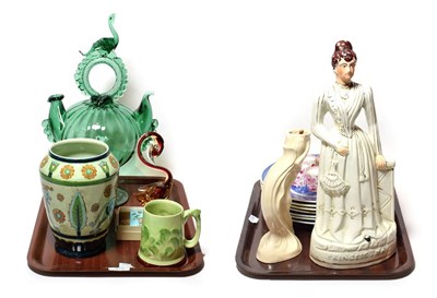 Lot 312 - A Staffordshire figure of Princess May, together with four Beauvais plates by Doulton & Co,...