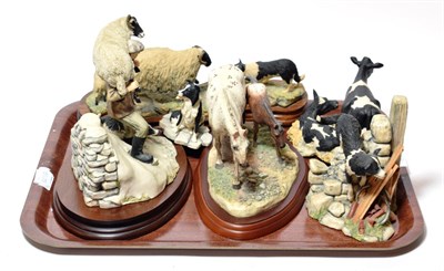 Lot 313 - Border Fine Arts 'Winter Rescue', 'Black faced Ewe and Collie', Friesian cow and calf',...