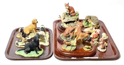 Lot 314 - Border Fine Arts dog and fox models including: 'Family Portrait', Springer Spaniel, Labrador...