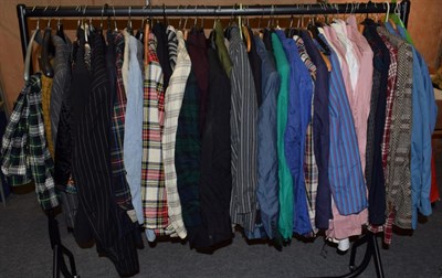 Lot 1034 - A large quantity of assorted circa 1960s and later gents evening jackets, shirts, trousers,...