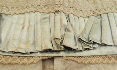 Lot 1039 - 19th century hinged leather mounted dolls trunk with papered lining, enclosing a 19th century...