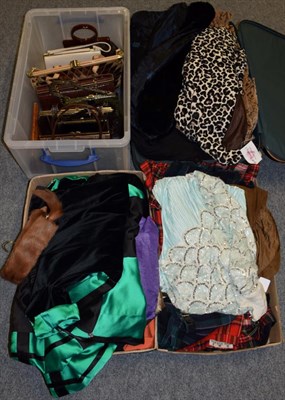 Lot 1042 - A quantity of costume and accessories including various tartan kilts, evening wear including a Emma