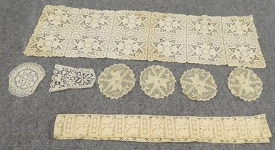 Lot 1051 - Assorted late 19th century and early 20th century lace trimmed costume accessories, modesty panels