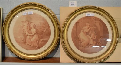 Lot 1087 - After Bartolozzi, a pair of sepia tone prints of classical scenes
