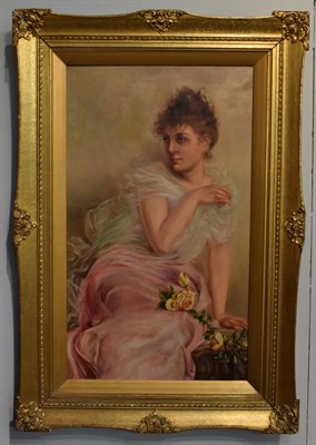 Lot 1098 - E* Le Galle (20th century) Three quarter length portrait of a lady, signed and dated 1900, oil...