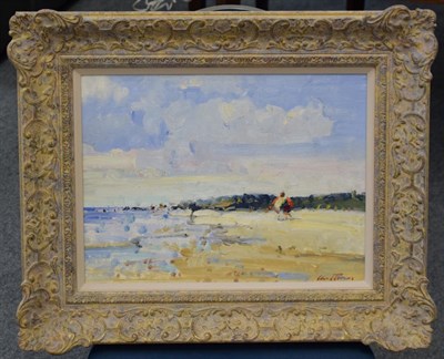 Lot 1114 - Geoffrey Chatten (b. 1938) ''Suffolk coastal view'', signed, oil on board, 29cm by 39cm