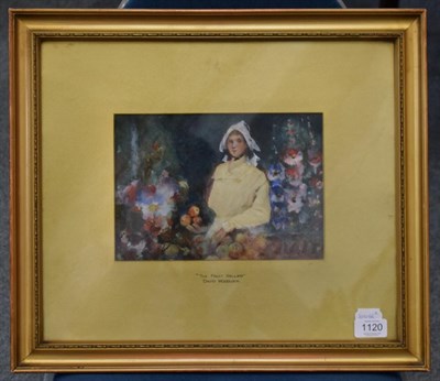 Lot 1120 - David Woodlock (1842-1929), ''The fruit seller'' signed watercolour, 17cm by 24cm