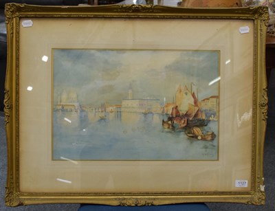 Lot 1127 - M.H. Sharp (19th/20th century), Venetian view, signed, watercolour, 32cm by 49.5cm