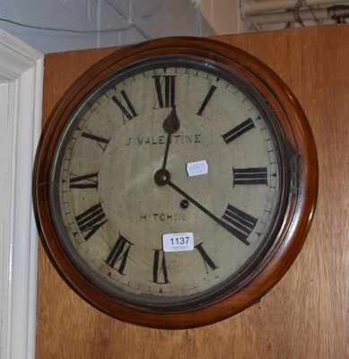 Lot 1137 - A wall timepiece dial signed J Valentine, Hitchin, single spring barrel movement