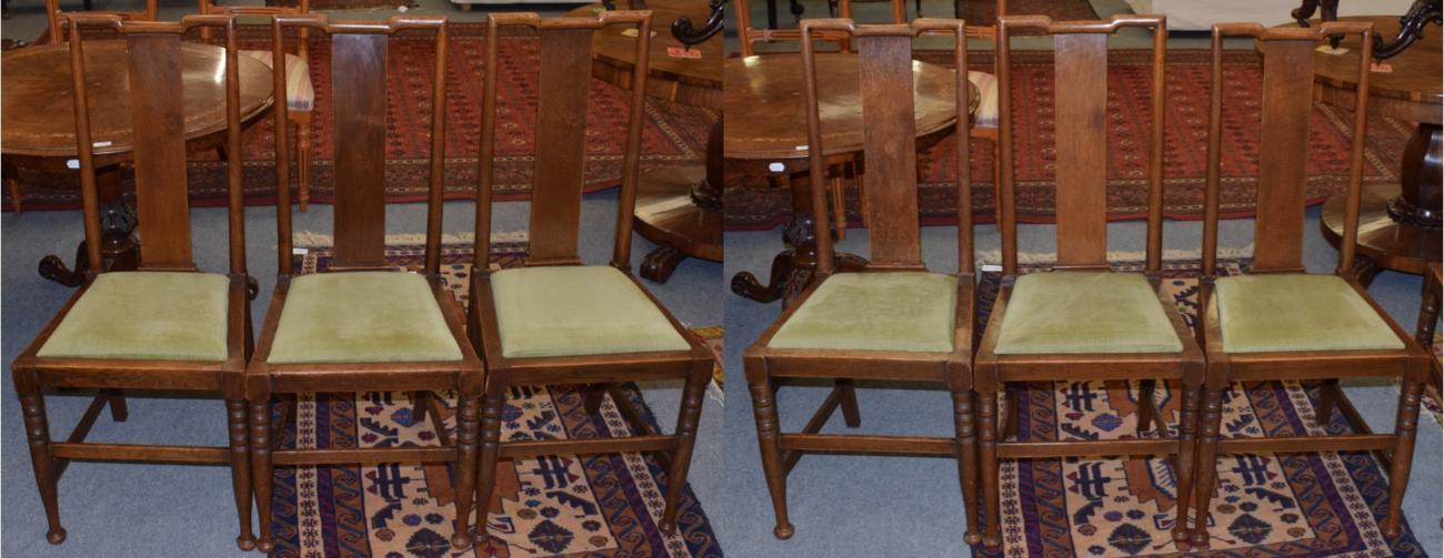 Lot 1175 - A set of six Edwardian dining chairs with turned legs