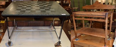 Lot 1178 - A 1950s oak tea trolley, with concertina top and shelf stretcher, moving on castors; together...