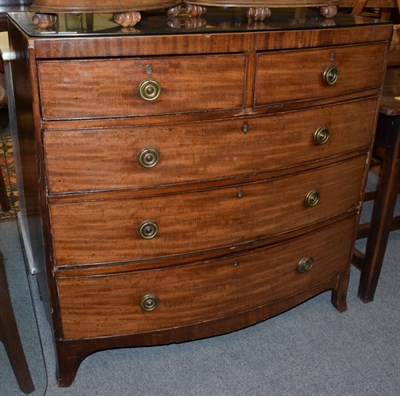 Lot 1185 - A George III mahogany four height bow fronted chest of drawers, 96cm by 98cm by 52cm