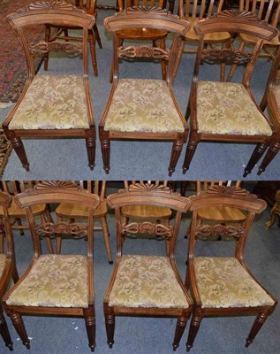 Lot 1214 - A set of six William IV rosewood dining chairs, 2nd quarter 19th century, with carved top rails...