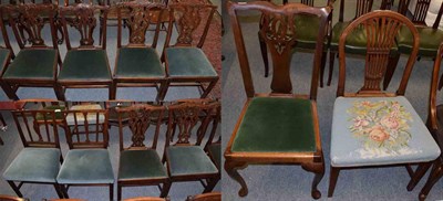 Lot 1223 - Three pairs of 19th century mahogany dining chairs in the Chippendale taste; a pair of George...