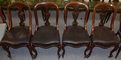 Lot 1224 - Set of four mahogany Victorian dining chairs, labelled Richardson, Leeds