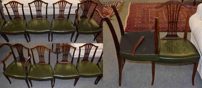 Lot 1227 - A set of ten late 19th/early 20th century mahogany dining chairs including two carvers, covered...