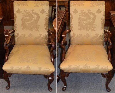 Lot 1232 - A pair of Gainsborough style mahogany framed open armchairs Provenance: Reputedly purchased...