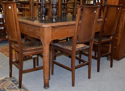 Lot 1246 - A set of five Edwardian chairs bearing label ''Howard & Son'', Darlington