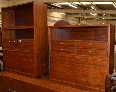 Lot 1248 - Two modern Starbay Indian rosewood cabinets, each with a recess above four drawers over a pair...