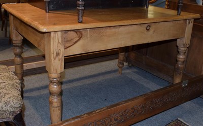 Lot 1249 - A Victorian pine kitchen table, 75cm by 120cm by 82cm