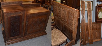 Lot 1251 - A pair of North African carved hardwood single beds; and a fitted cupboard