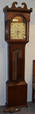 Lot 1280 - ~An oak eight day white dial longcase clock, signed Jno Liddell, Moppeth, painted arched dial,...