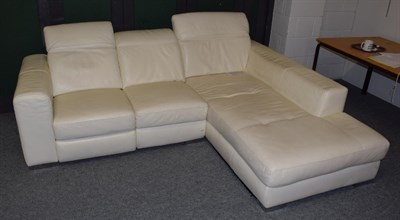 Lot 1292 - A white leather reclining leather corner sofa