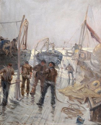 Lot 119 - Frank Henry Mason RI, RBA (1876-1965) On the trawler Signed and dated 1898, oil on canvas,...