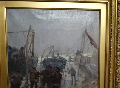 Lot 119 - Frank Henry Mason RI, RBA (1876-1965) On the trawler Signed and dated 1898, oil on canvas,...