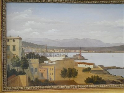 Lot 113 - Prosper Marilhat (1811-1847) French  View of the Bay of Naples  Signed, oil on canvas, 26cm by 53cm