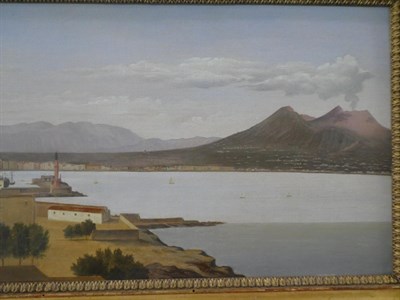 Lot 113 - Prosper Marilhat (1811-1847) French  View of the Bay of Naples  Signed, oil on canvas, 26cm by 53cm